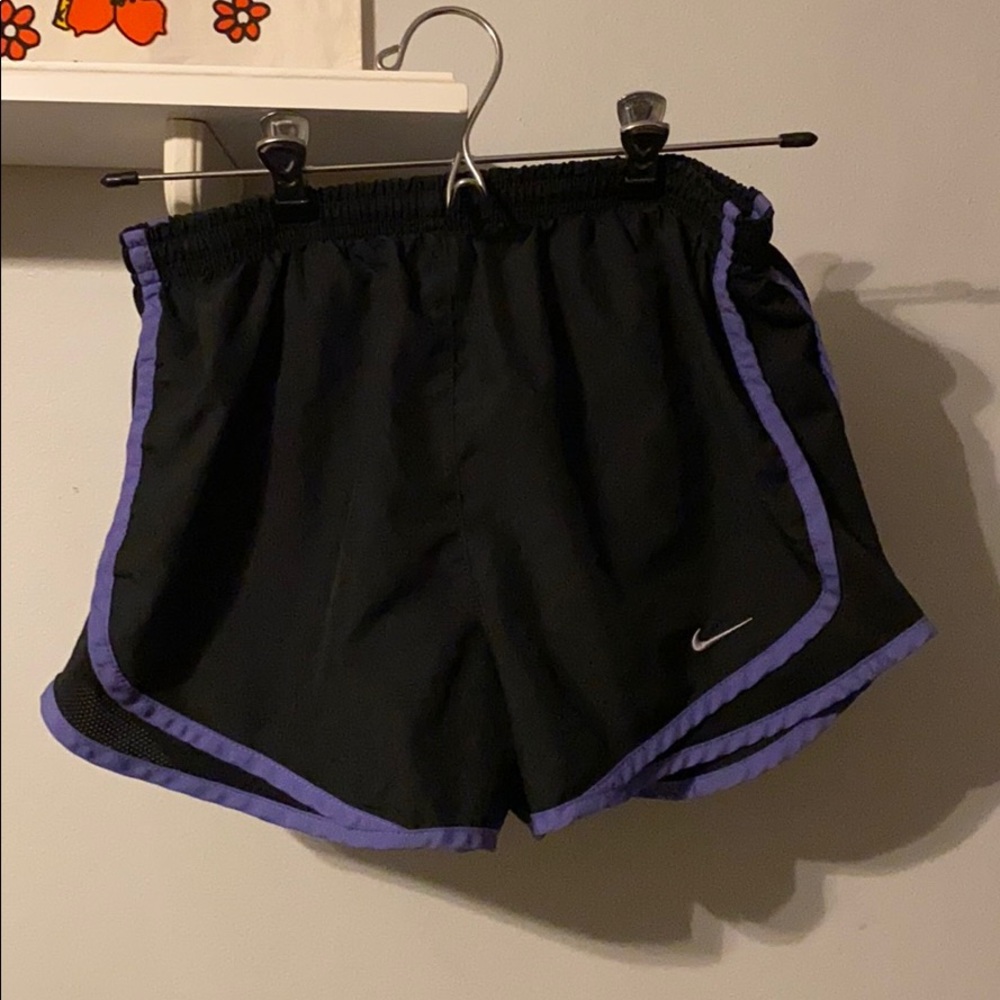 Nike Black and Purple Tempo Shorts
